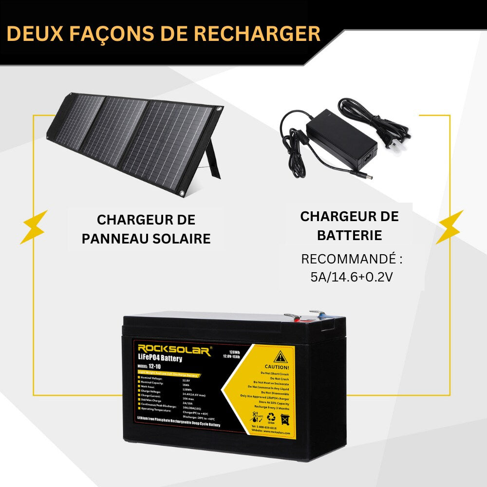 ROCKSOLAR 12V 10Ah Deep Cycle LiFePO4 Battery with BMS System