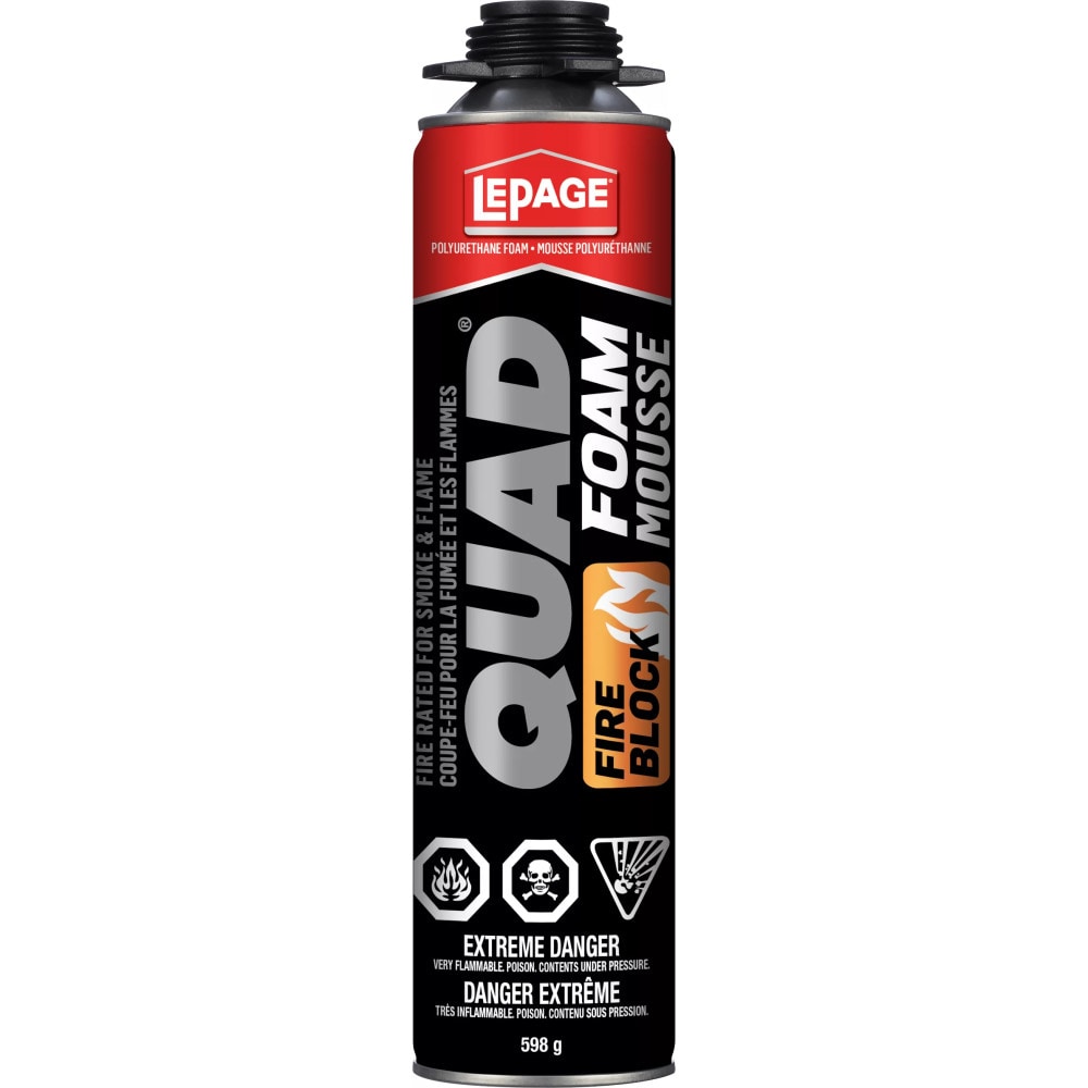 Scellant isolant en mousse pulvérisée Quad Fire Block, intérieur/extérieur, 598 g