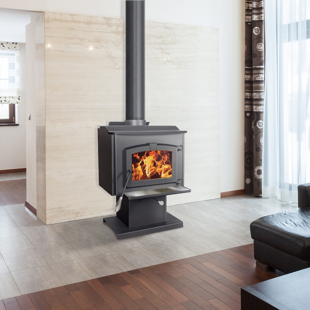 1,800 sq. ft. Wood Stove with Stainless Steel Ash Lip and Blower