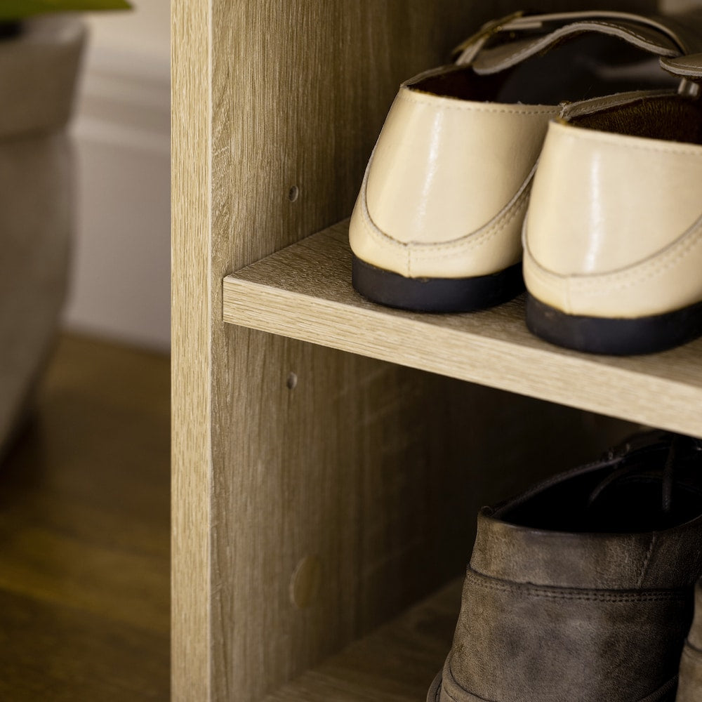 Banc à chaussures avec étagère à 2 niveaux et siège rembourré