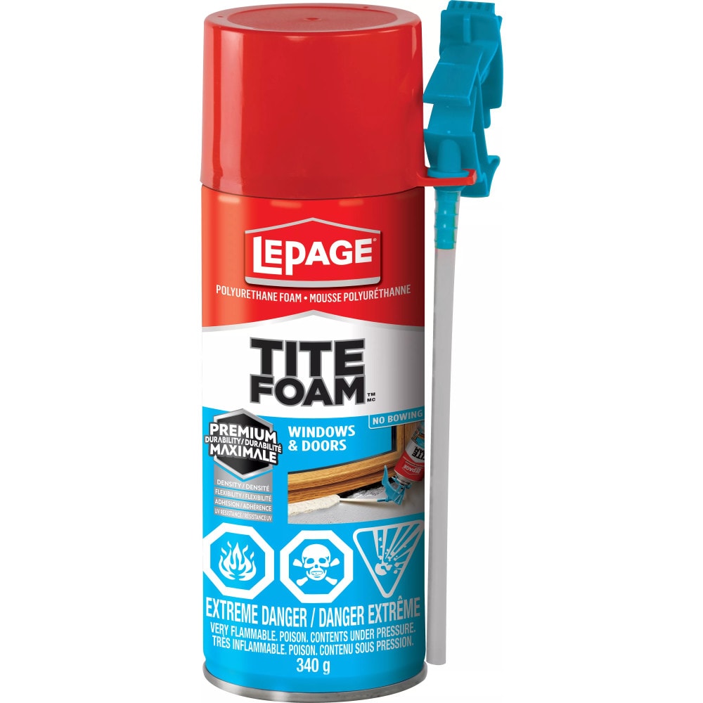 Mastic isolant en mousse pulvérisée pour fenêtres et portes Tite Foam, intérieur/extérieur, 340 g, paquet de 12 caisses