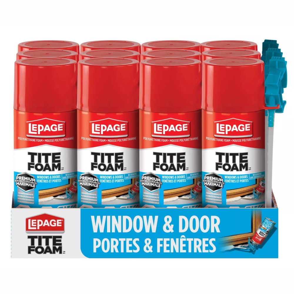 Mastic isolant en mousse pulvérisée pour fenêtres et portes Tite Foam, intérieur/extérieur, 340 g, paquet de 12 caisses