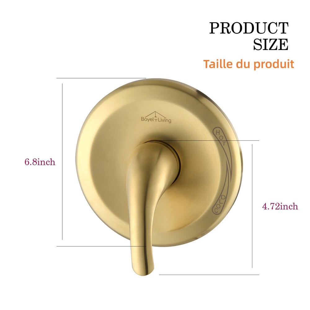 Valve d'équilibrage de pression à fonction unique avec kit de garniture à poignée unique en or brossé