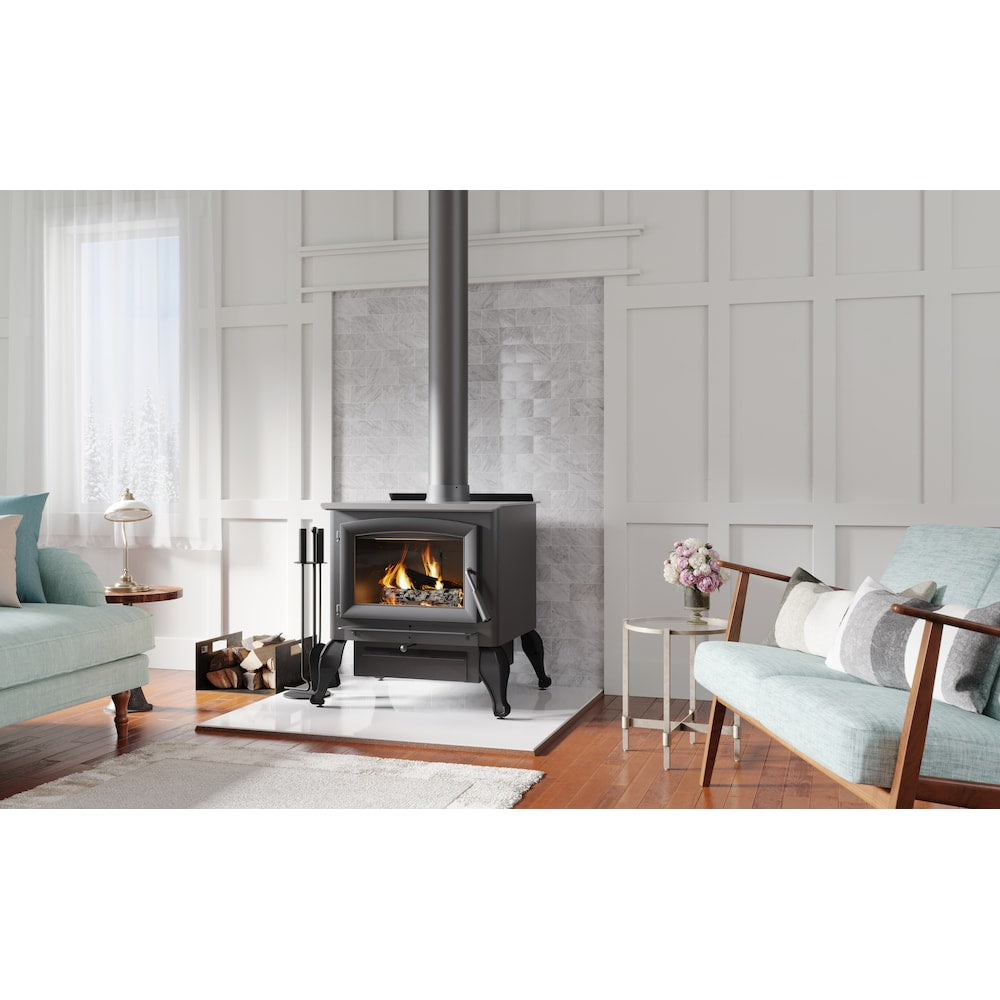 US Stove 2,500 Sq. Ft. Wood Stove with Cast Iron Legs & Blower
