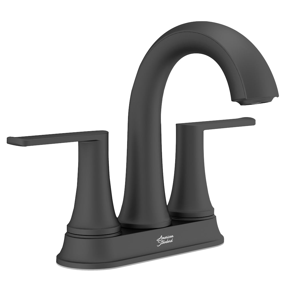 Robinet de lavabo de salle de bain à 2 poignées et 4 pouces Corsham en noir mat (robinet et drain inclus)