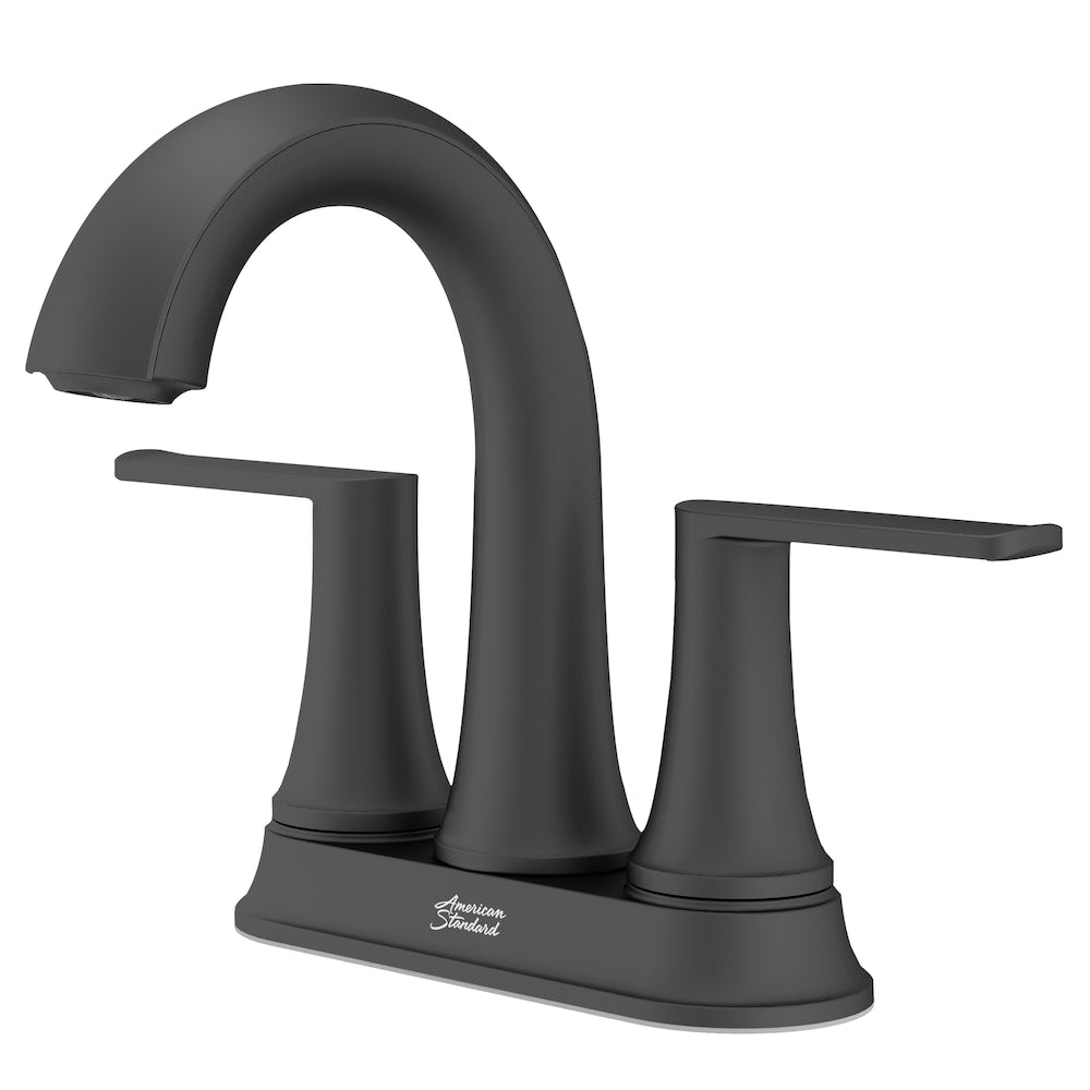 Robinet de lavabo de salle de bain à 2 poignées et 4 pouces Corsham en noir mat (robinet et drain inclus)
