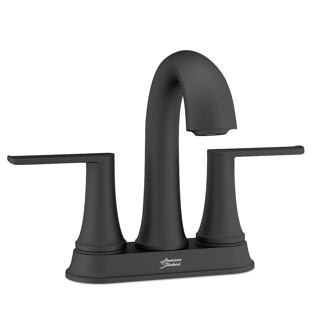 Robinet de lavabo de salle de bain à 2 poignées et 4 pouces Corsham en noir mat (robinet et drain inclus)