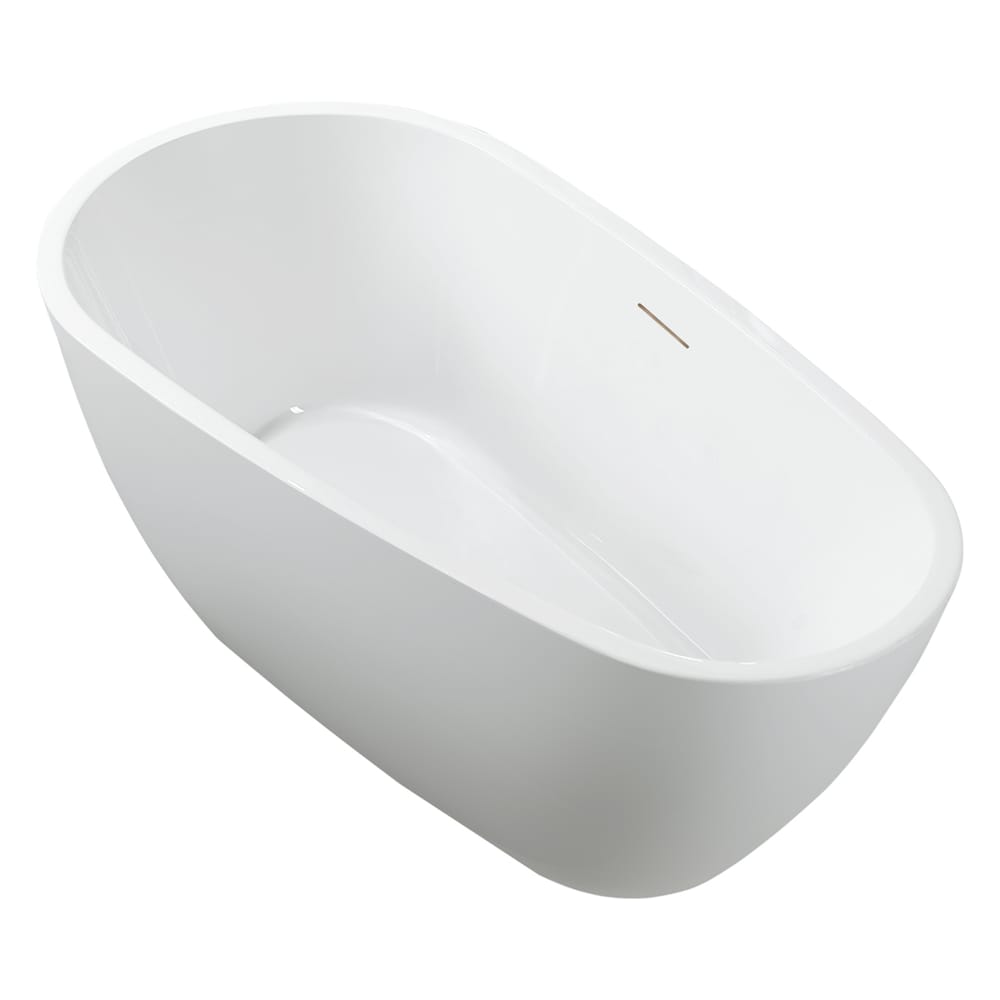 Bayonne 5-ft. Freestanding Oval Soaker Bathtub with Centre Drain in White/Integrated Overflow