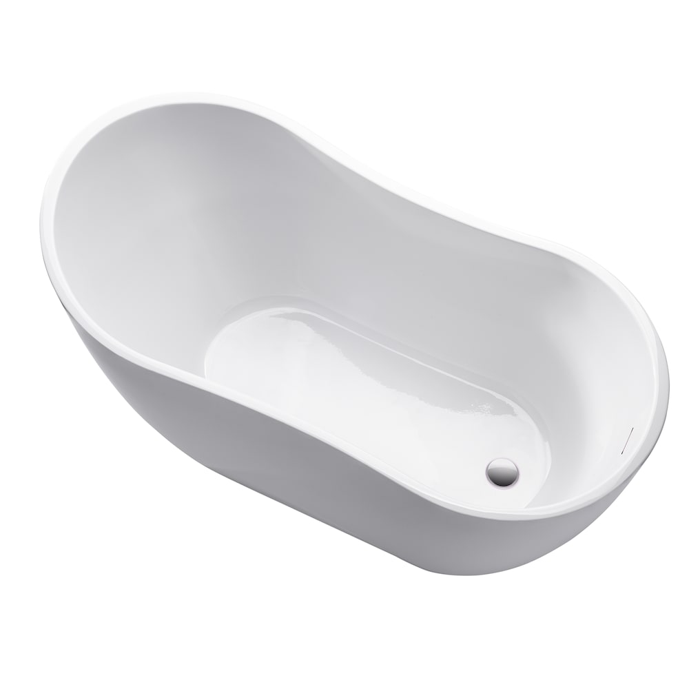 Baignoire autoportante ovale Honfleur de 4,5 pi avec drain à droite en blanc/trop-plein intégré