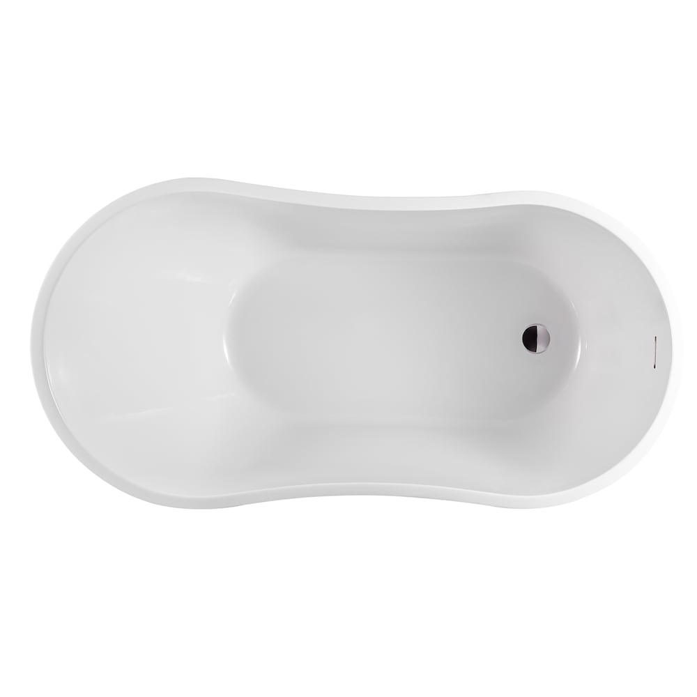 Baignoire autoportante ovale Honfleur de 4,5 pi avec drain à droite en blanc/trop-plein intégré