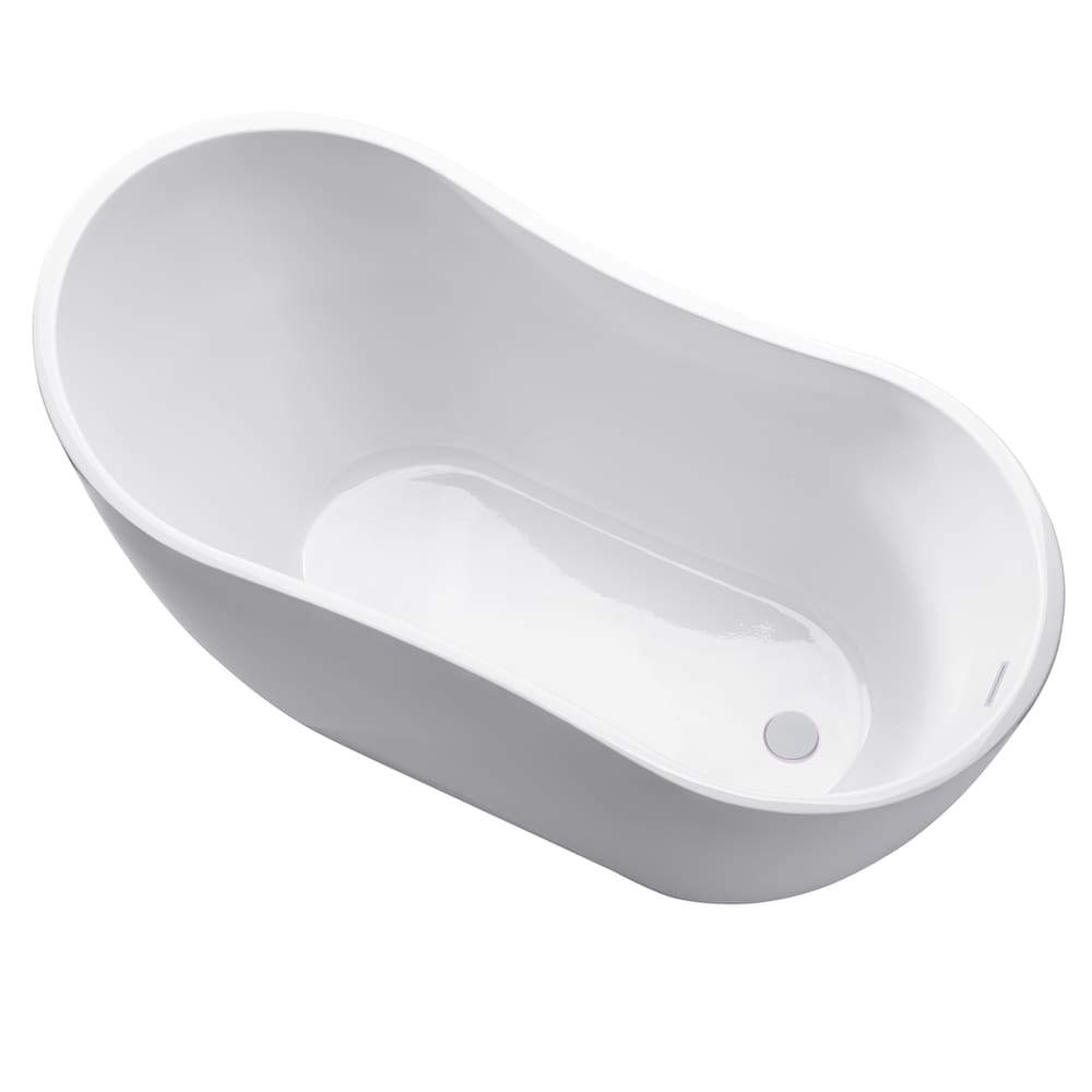 Baignoire autoportante ovale Honfleur de 4,5 pieds avec drain à droite en blanc pur