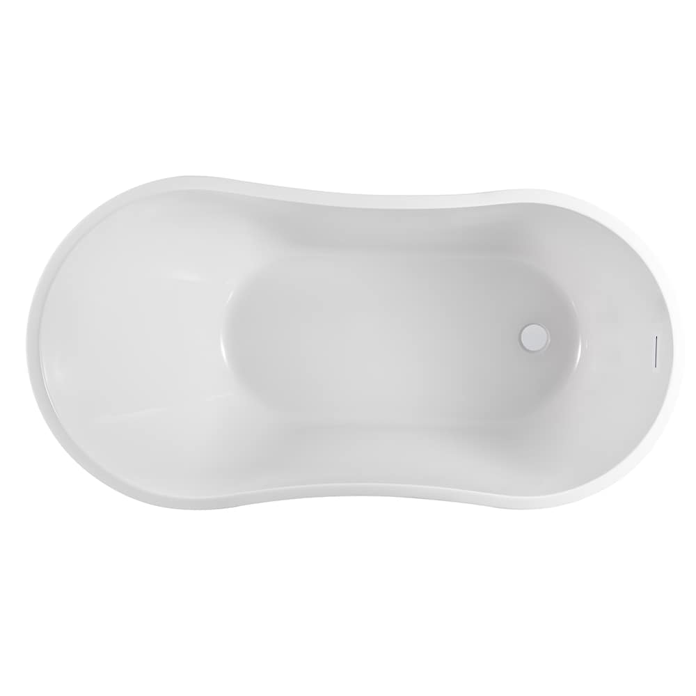 Baignoire autoportante ovale Honfleur de 4,5 pieds avec drain à droite en blanc pur