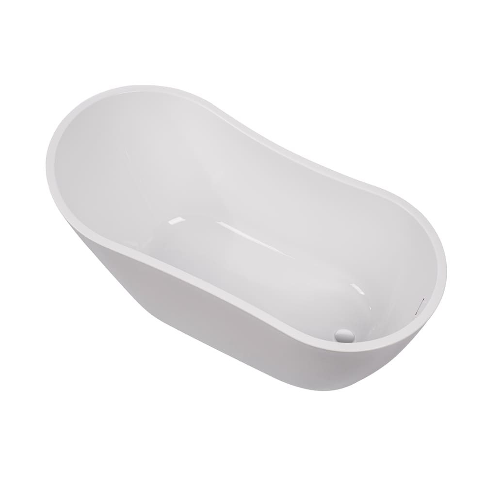 Limoges 4.6-ft. Freestanding Oval Soaker Bathtub with Left Drain in White/Integrated Overflow