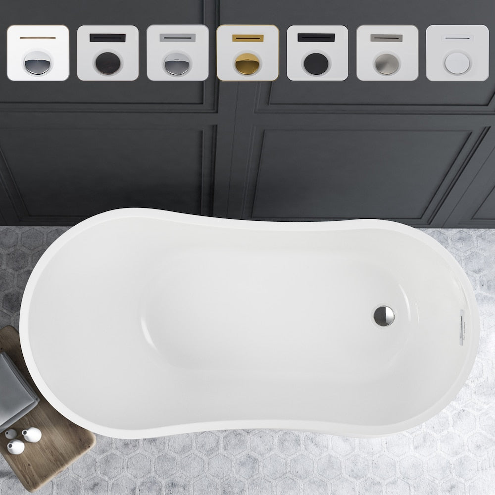 Limoges 4.6-ft. Freestanding Oval Soaker Bathtub with Left Drain in White/Integrated Overflow