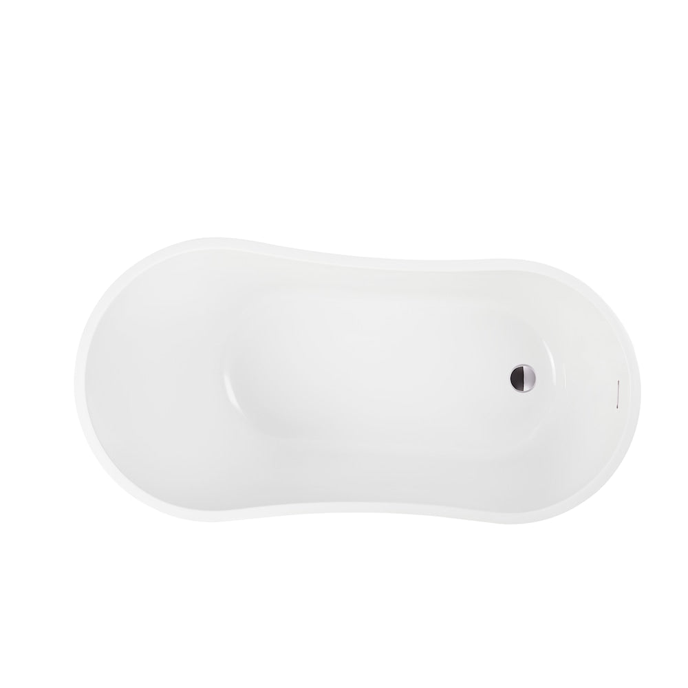 Limoges 4.6-ft. Freestanding Oval Soaker Bathtub with Left Drain in White/Integrated Overflow