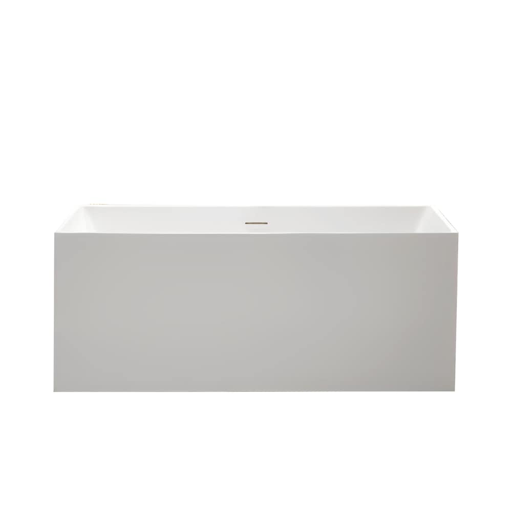 Baignoire autoportante ovale Bayonne de 5,6 pi avec drain central en blanc/trop-plein intégré
