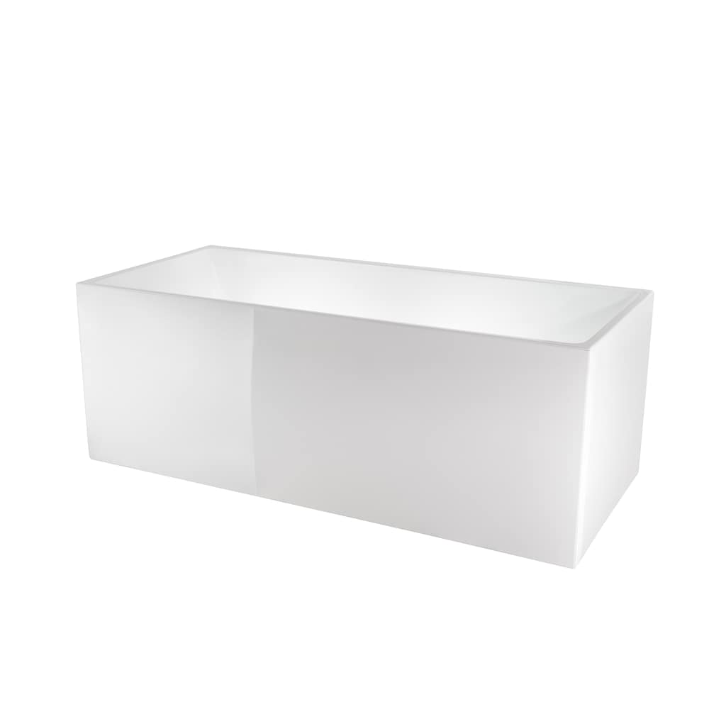 Baignoire autoportante ovale Bayonne de 5 pieds avec drain central en blanc pur