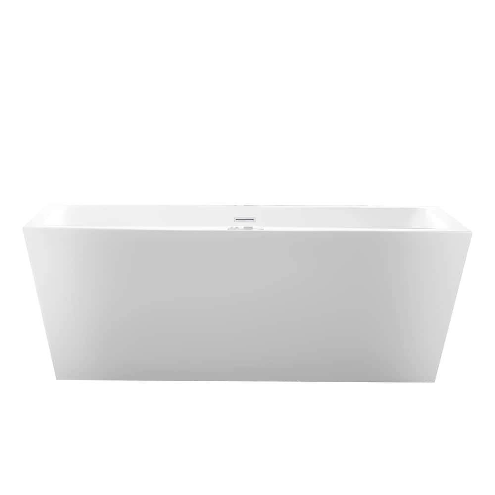 Baignoire autoportante rectangulaire Tarbes de 67 pouces avec drain central en blanc pur