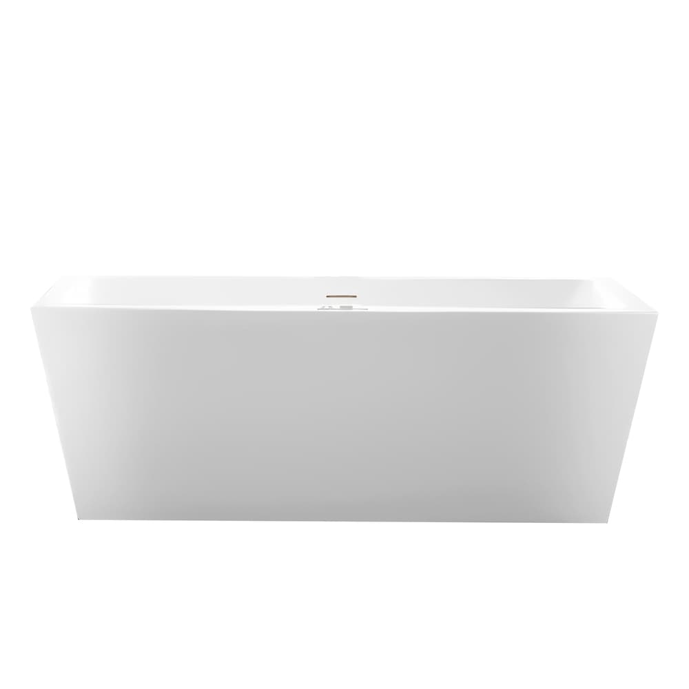 Tarbes 59 inch Freestanding Rectangular Bathtub with Centre Drain in White/Integrated Overflow