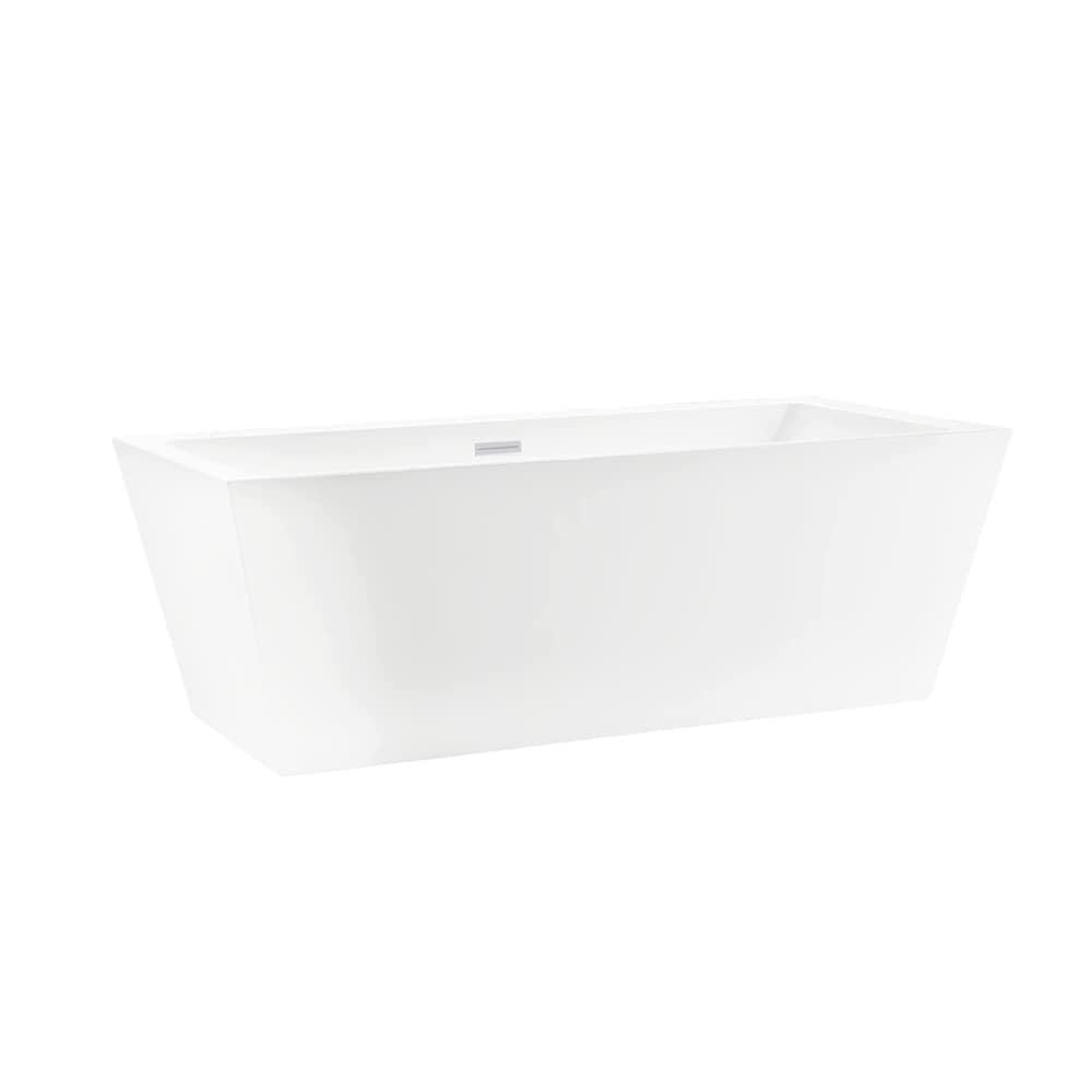 Tarbes 59 inch Freestanding Rectangular Soaker Bathtub with Centre Drain in Pure White