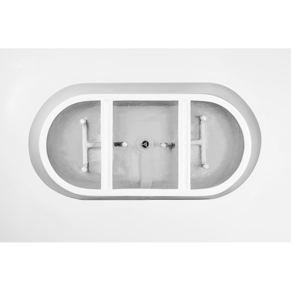 Bourdeaux 59 inch Freestanding Oval Soaker Bathtub with Centre Drain in White/Integrated Overflow