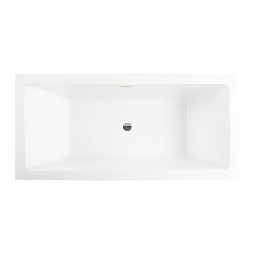 Baignoire autoportante rectangulaire Strasbourgh de 59 pouces avec drain central en chrome/trop-plein intégré
