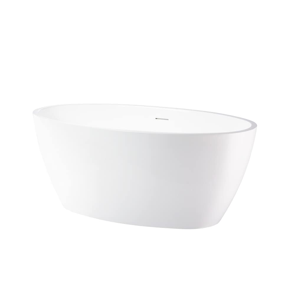 Baignoire autoportante ovale de 5,8 pi avec drain central en blanc/trop-plein intégré