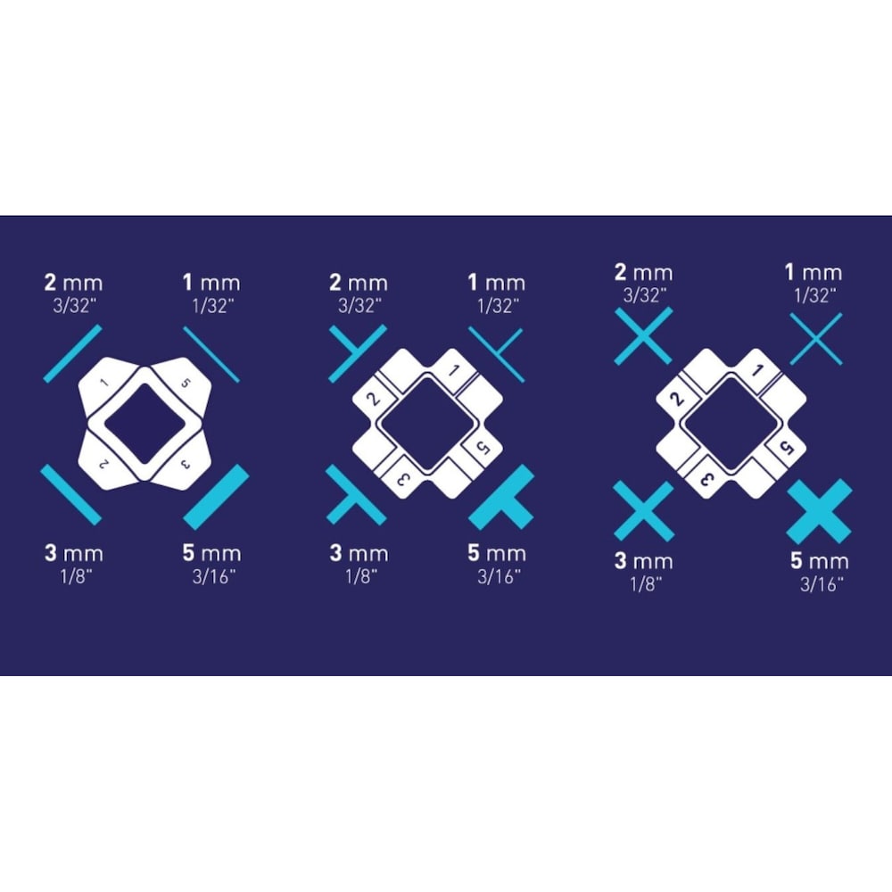 MULTI SERIES - Multi X 4x Tile Spacers (1/2/3/5mm) - (60-pack)