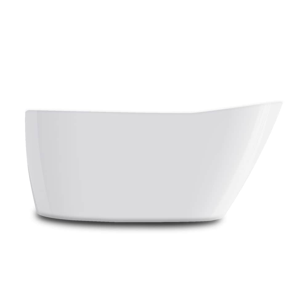 Baignoire autoportante Wakefield de 60 pouces en acrylique blanc, drain blanc