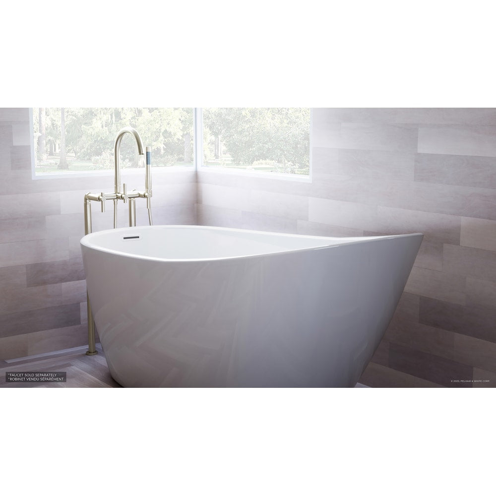 Baignoire autoportante Wakefield de 60 pouces en acrylique blanc, drain blanc