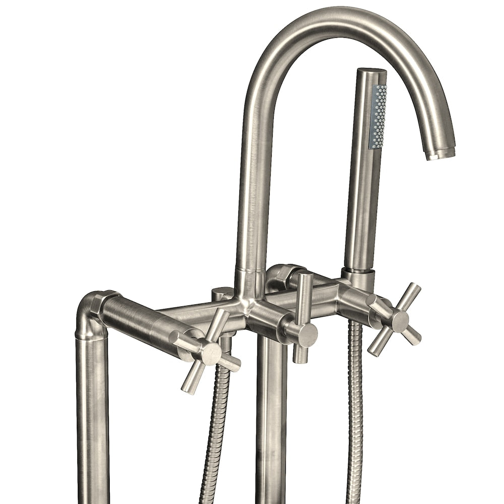 Wakefield 60 inch Acrylic Slipper Freestanding Bathtub in White, Faucet in Brushed Nickel