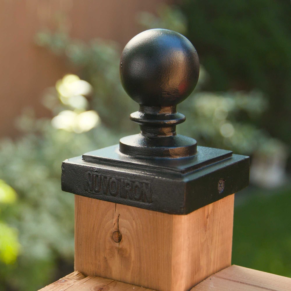 4in x 4in Black Aluminum Ornamental Ball Post Cap 12 Units