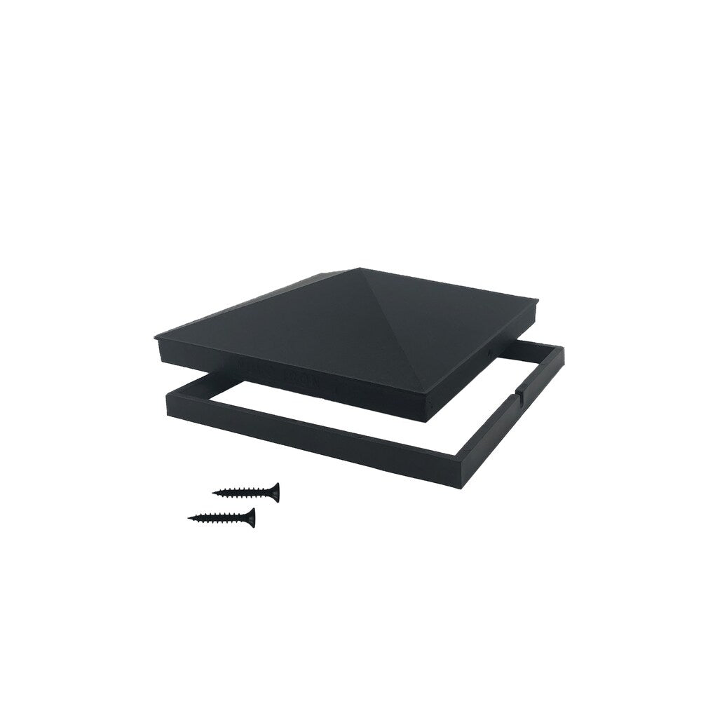 8in x 8in Black Aluminum Ornamental Pyramid Post Cap 12 Units