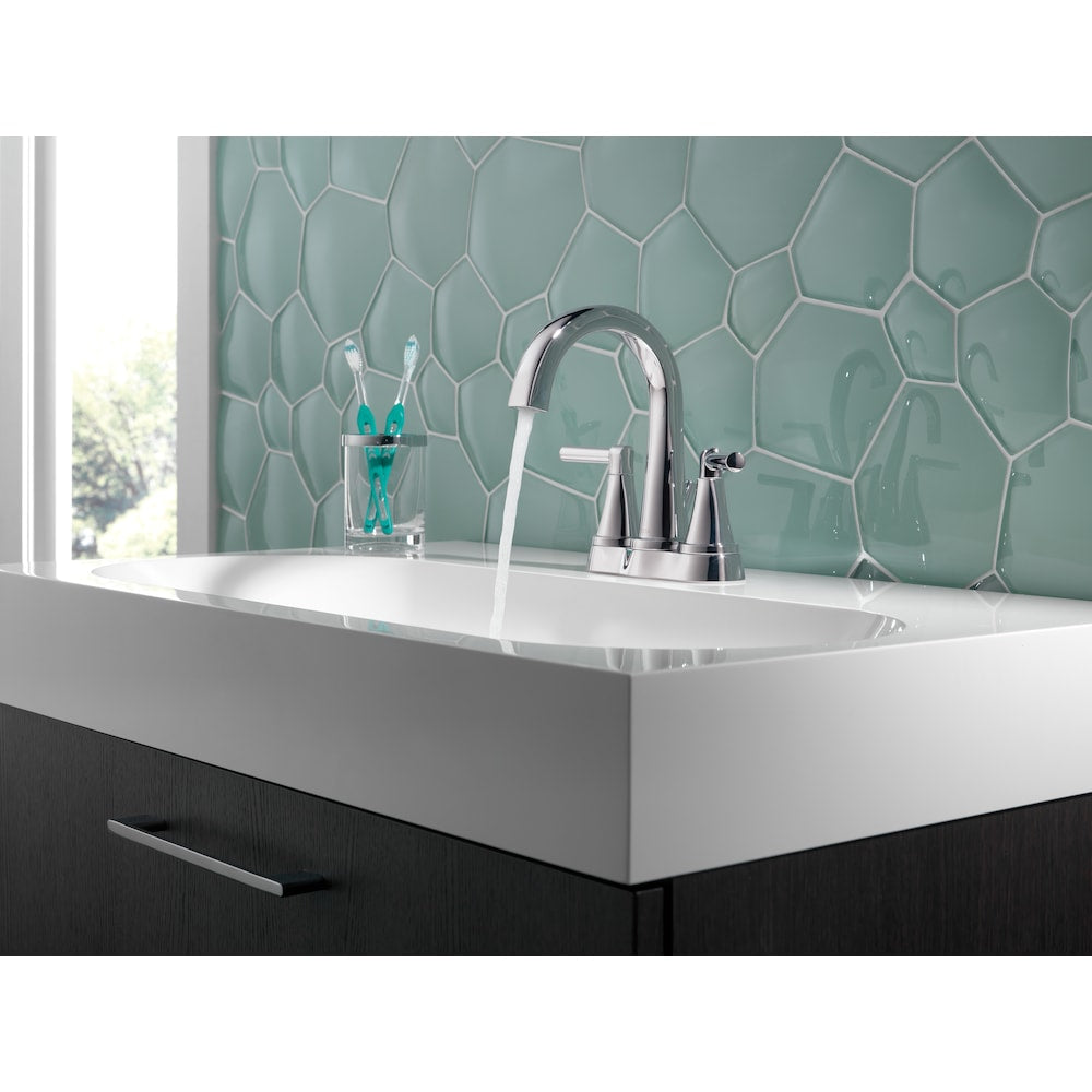Robinet de salle de bain central à deux poignées Becker en chrome
