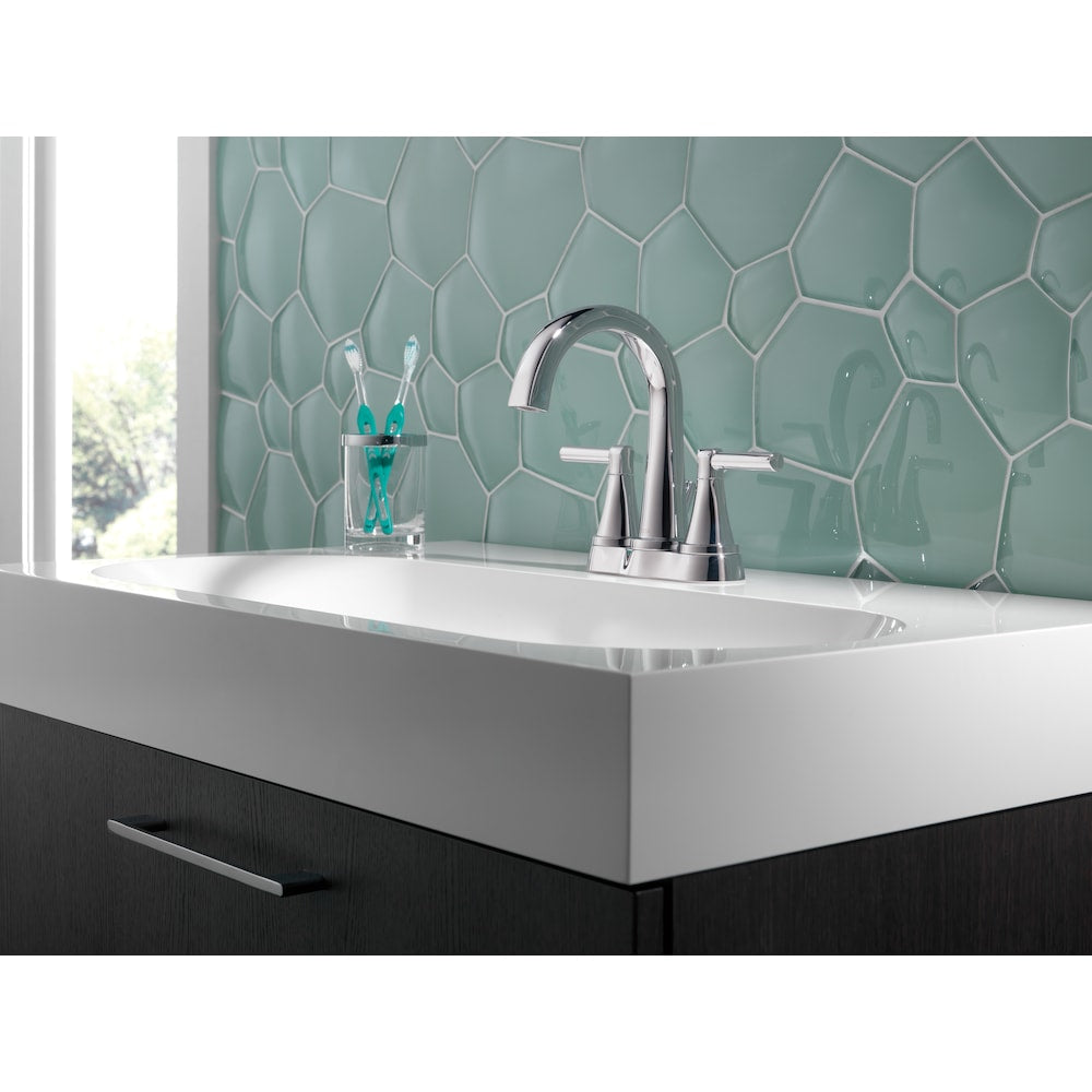 Robinet de salle de bain central à deux poignées Becker en chrome