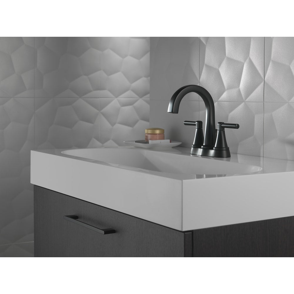 Robinet de salle de bain central à deux poignées Becker en noir mat