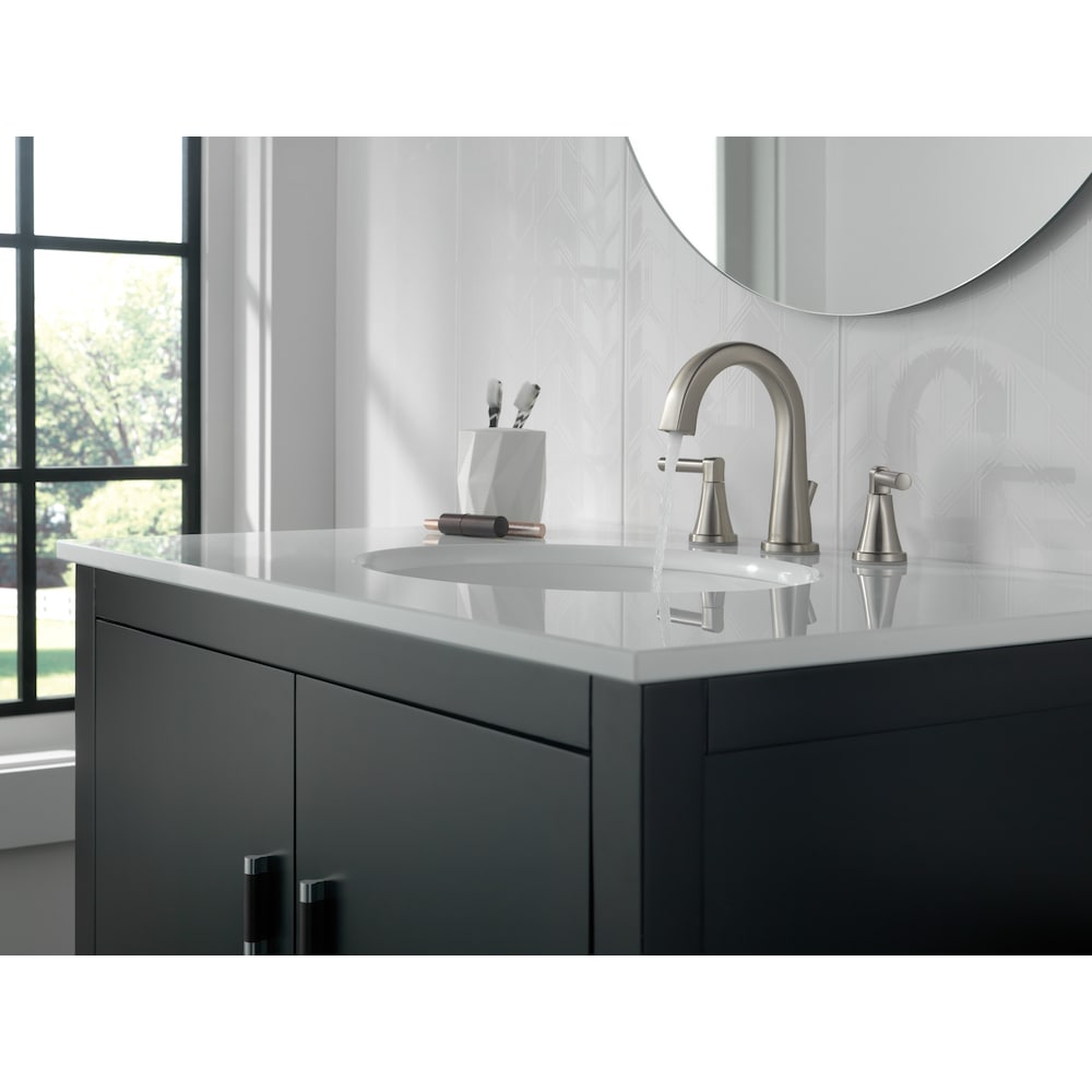 Robinet de salle de bain à deux poignées Becker en nickel brossé Spotshield
