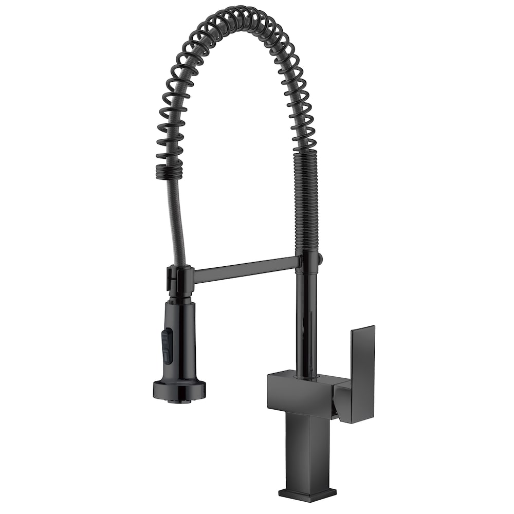 Robinet de cuisine à poignée unique Martinez-Bk avec pulvérisateur rétractable et cartouche en céramique en noir mat