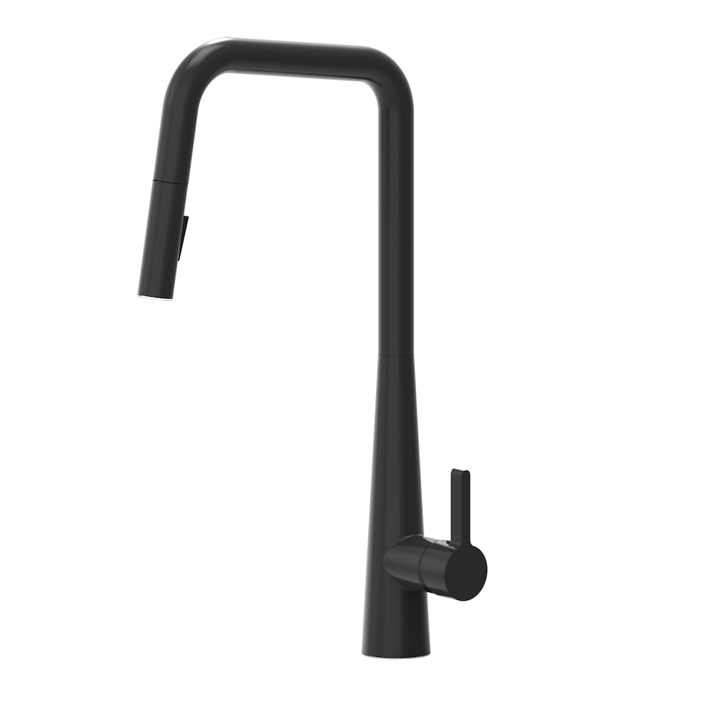 Robinet de cuisine moderne à poignée unique avec pulvérisateur extractible Master-Bk et cartouche en céramique en noir mat