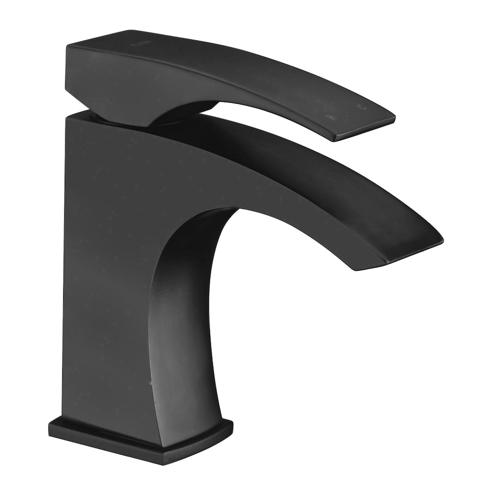 Robinet de lavabo rond à poignée unique pour salle de bain Rosana-Bk en noir mat