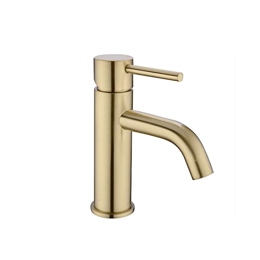 Robinet de lavabo rond à poignée unique pour salle de bain Rebeca-II-Gd en laiton brossé doré
