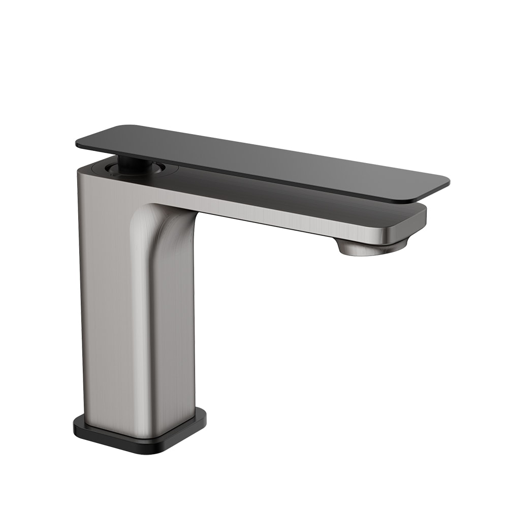 Robinet de lavabo de salle de bain monotrou à poignée unique Renato en nickel brossé