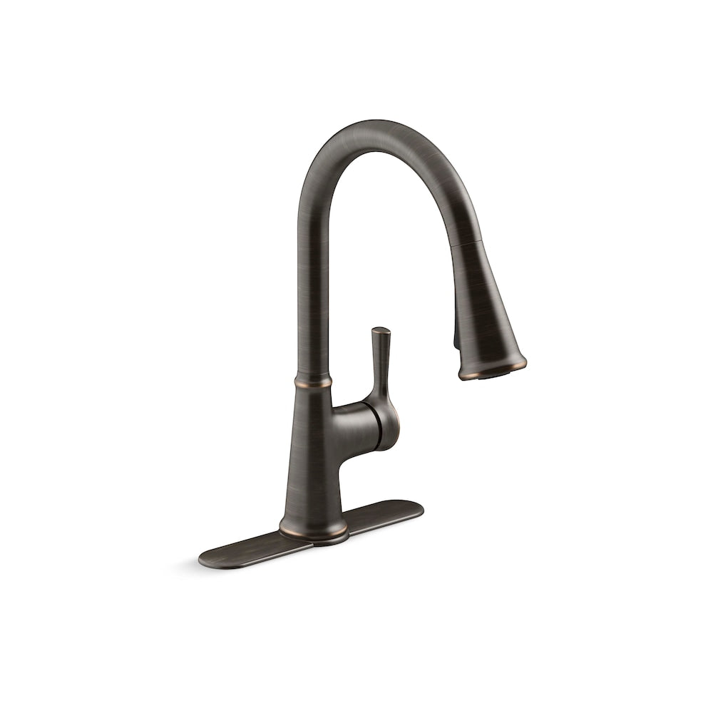 Robinet de cuisine à tirette Tyne en bronze huilé
