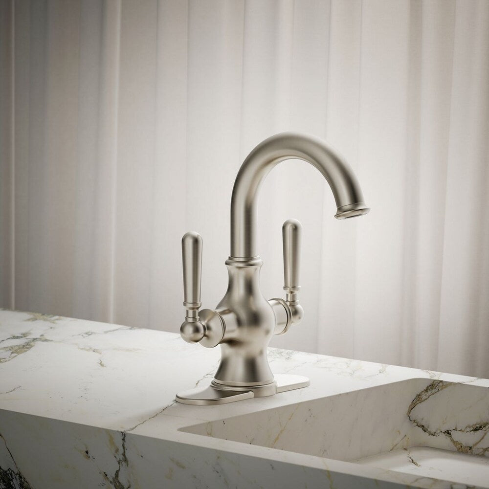 Robinet de lavabo de salle de bain monobloc Capilano en nickel brossé