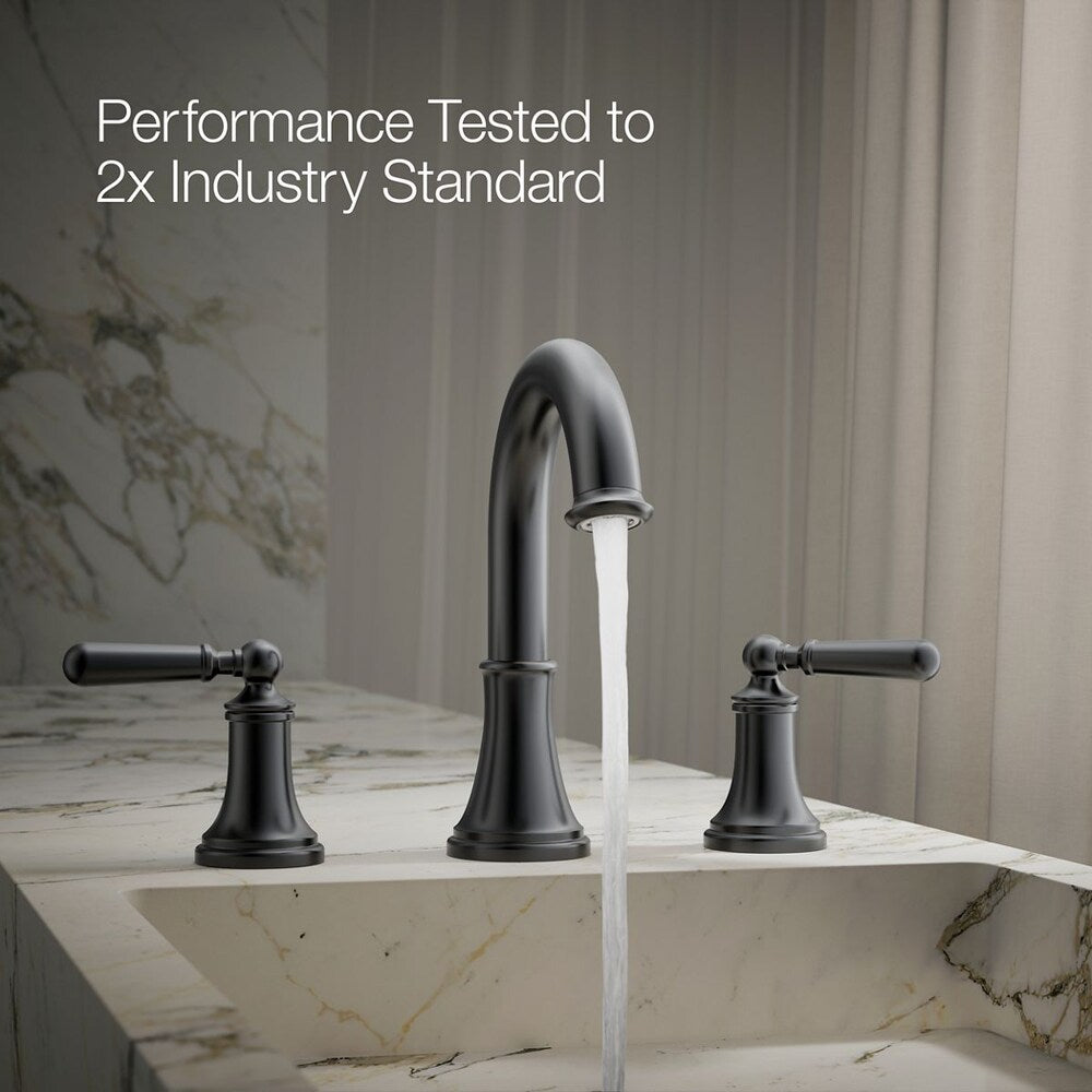 Capilano Widespread bathroom sink faucet in Matte Black