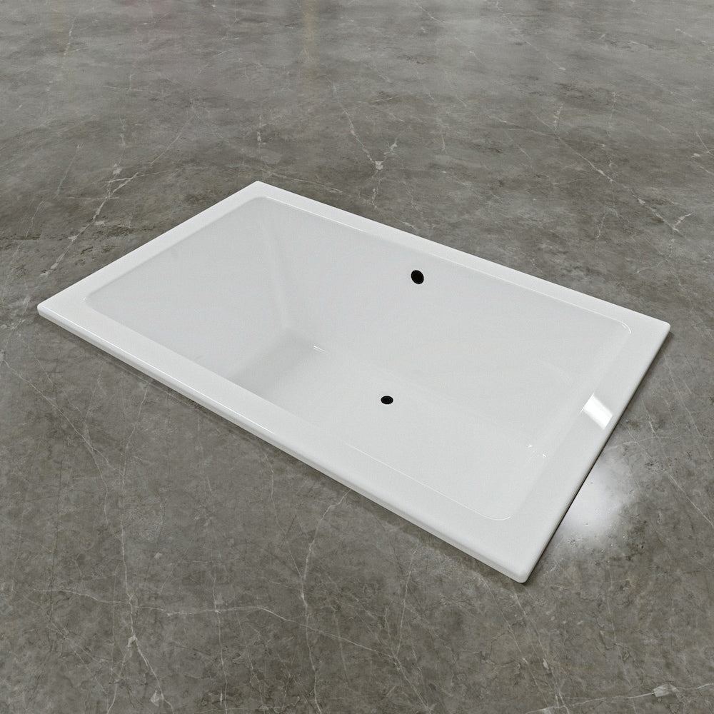 Baignoire encastrée LILY 66 pouces x 42 pouces avec drain central décalé