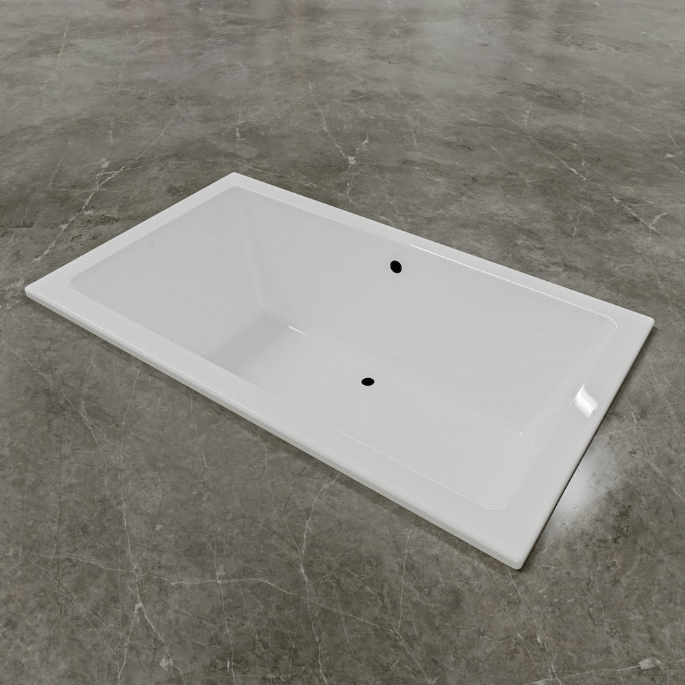 Baignoire encastrée LILY 72 pouces x 42 pouces avec drain central décalé