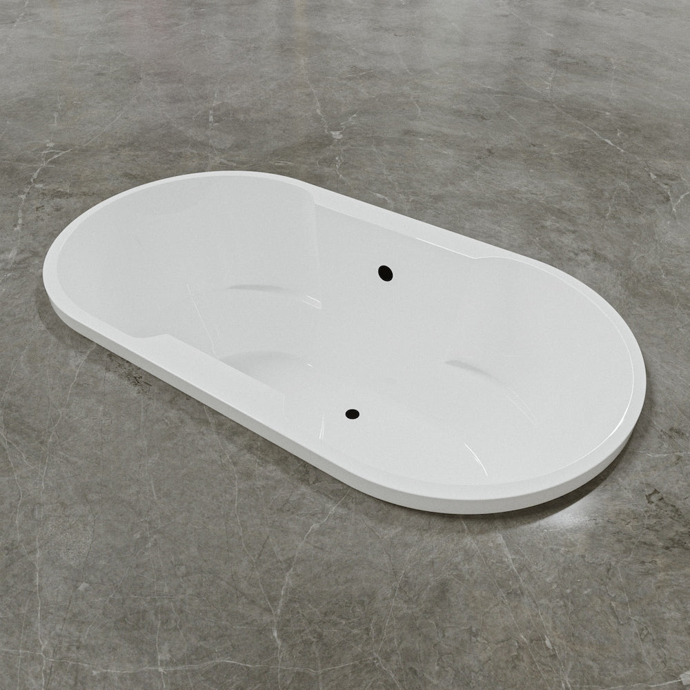 Baignoire encastrée à drain central décalé CLOVER 66 po x 36 po