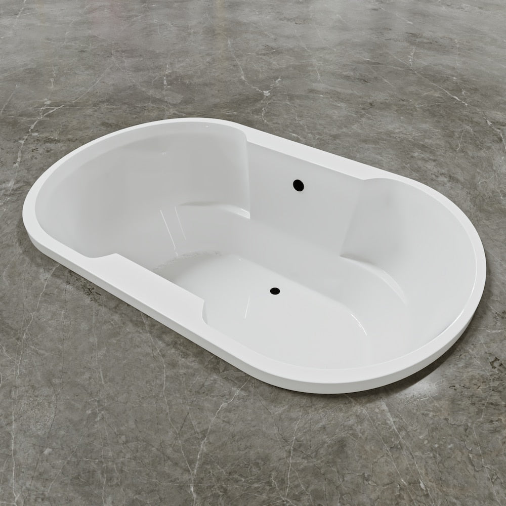 Baignoire encastrée à drain central décalé CLOVER 66 po x 42 po