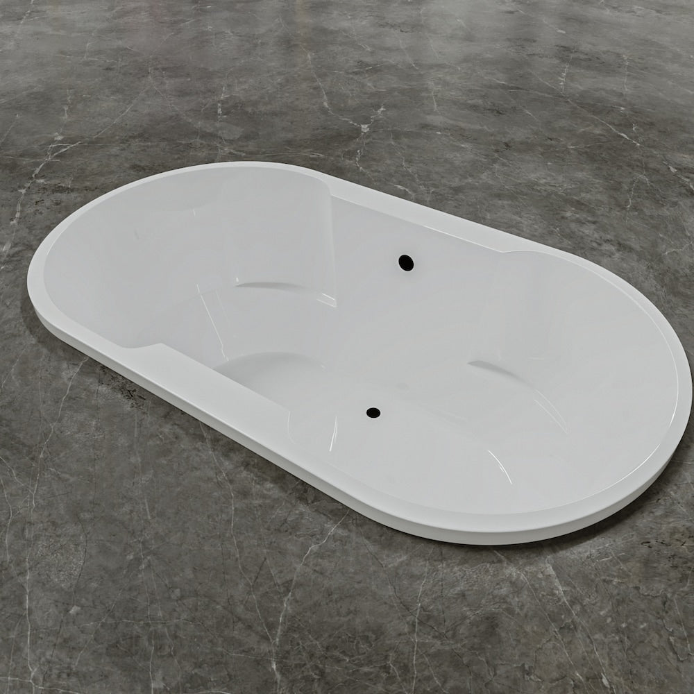 Baignoire encastrable à drain central décalé CLOVER 70 po x 40 po